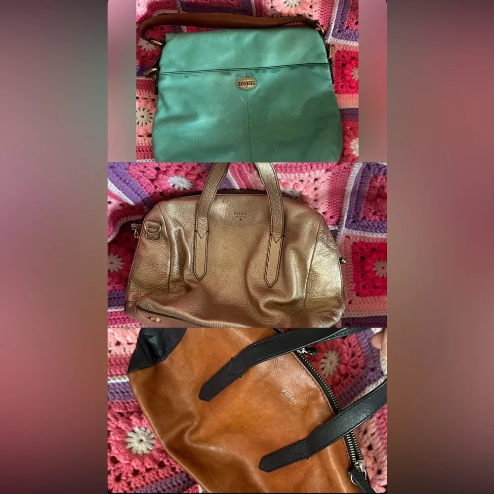 CLOSE OUT SALE FOSSIL Sydney Explorer Tote Project Bags Repair Lot Rehab Bundle - Picture 1 of 12